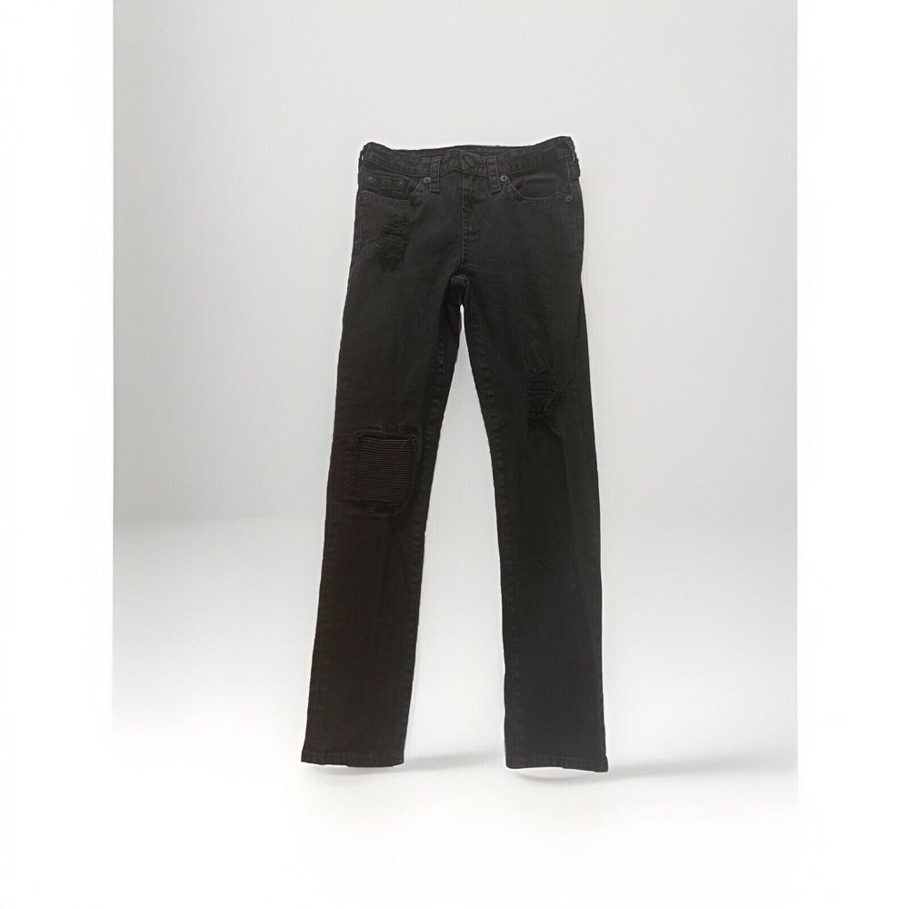 TRUE RELIGION ROCCO SKINNY JEANS BLACK DENIM GIRLS SIZE‎ 14 (26x27)
